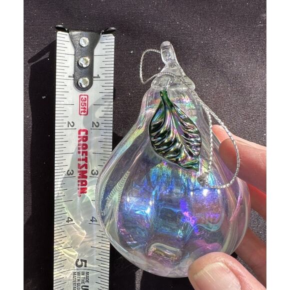 Vtg Dansk Blown Glass Iridescent Pear Shaped Christmas Holiday Ornament -S73 - Picture 7 of 9